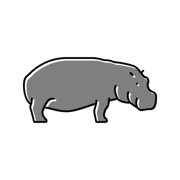 Hipopótamo animal salvaje icono de color vector ilustración — Archivo Imágenes Vectoriales