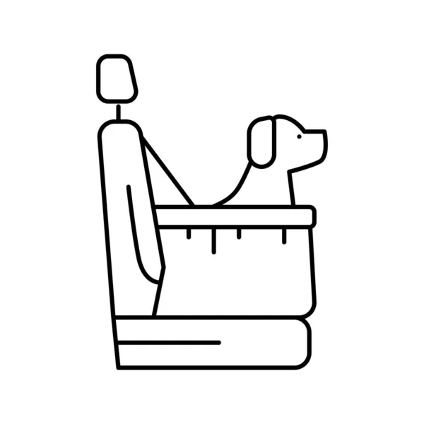 Väska för hund transport i bil linje ikon vektor illustration — Stock vektor
