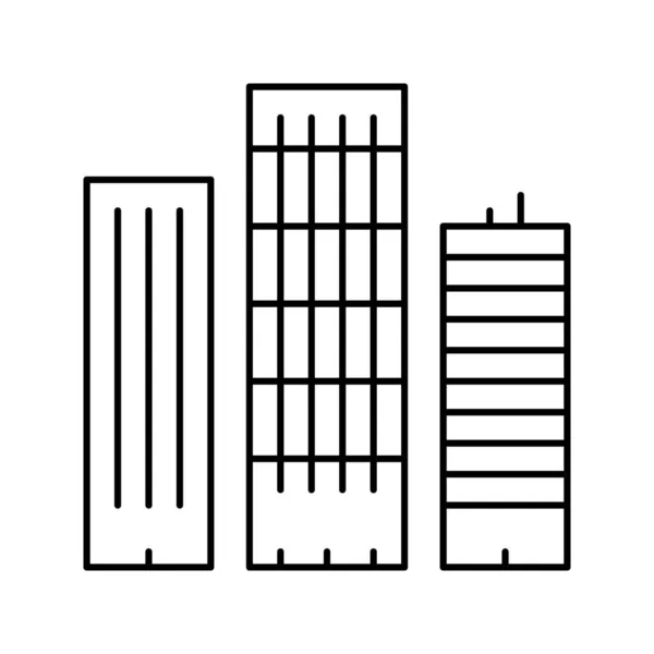 Wolkenkratzer Gebäude Linie Symbol Vektor Illustration — Stockvektor