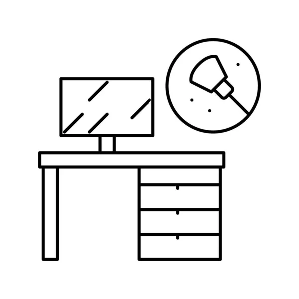 Werkplaats tafel schoonmaak lijn pictogram vector illustratie — Stockvector