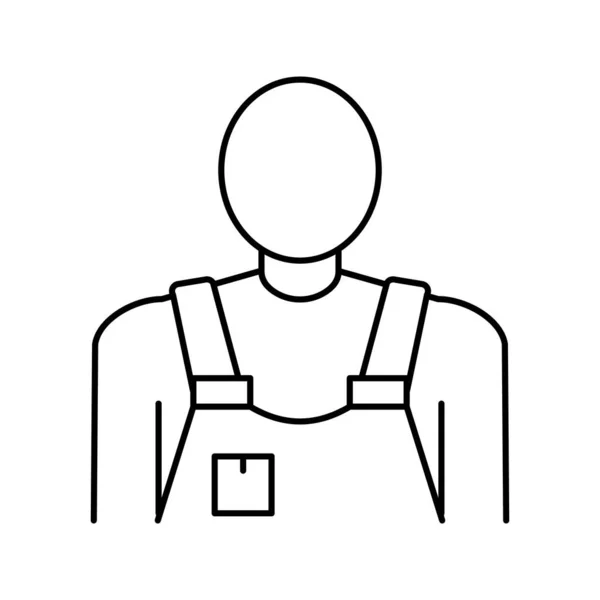 Mover dienst werknemer lijn pictogram vector illustratie — Stockvector