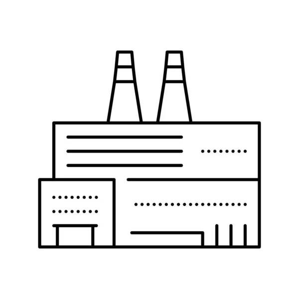 Fabrik anläggning byggnad linje ikon vektor illustration — Stock vektor