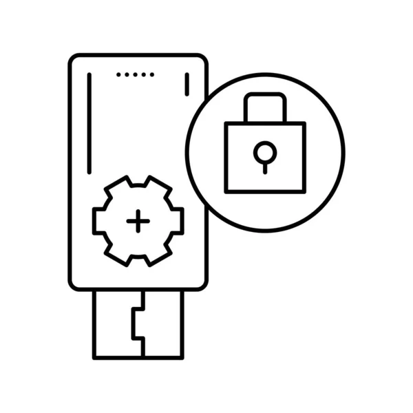 Flash drive password line icon vector illustration — Stock Vector