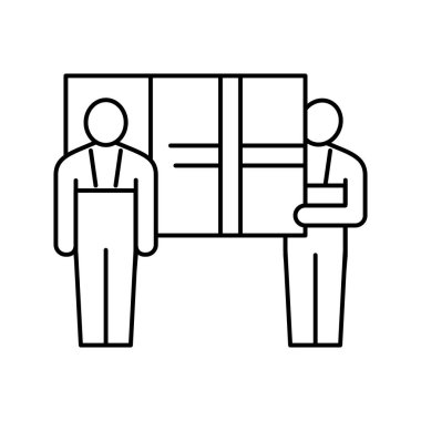 kuryeler dağıtım kutusu simgesi vektör illüstrasyonu