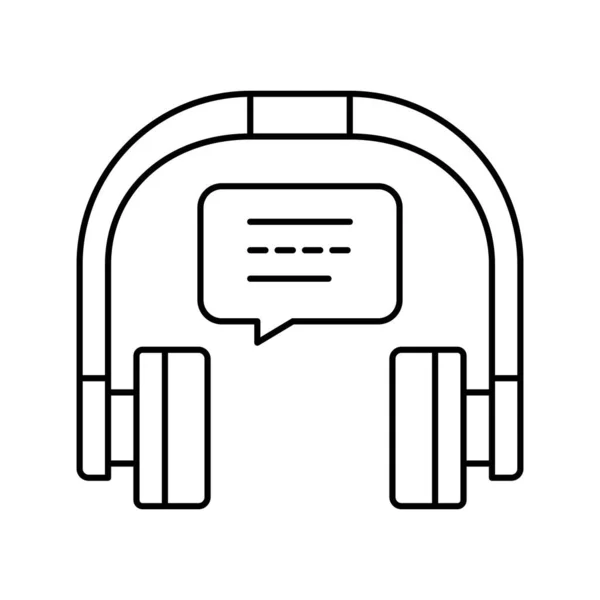 Escuchar música auriculares línea icono vector ilustración — Vector de stock