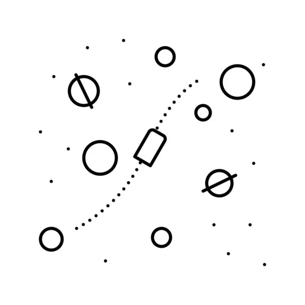 Manière cosmique entre les planètes ligne icône vectorielle illustration — Image vectorielle