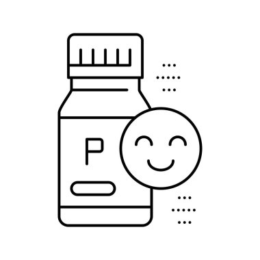 Sağlık hizmeti probiyotik çizgisi ikon vektör illüstrasyonlu şişe