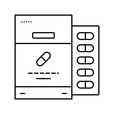 kapsüller paket probiyotik çizgi vektör resimlemesi
