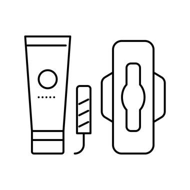 Kadın hijyenik aksesuar çizgisi ikon vektör çizimi