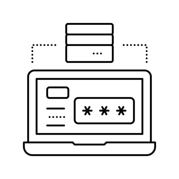 Servidor laptop senha entrada linha ícone vetor ilustração — Vetor de Stock