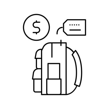 Sırt çantası turist kiralama hattı ikon vektör illüstrasyonu