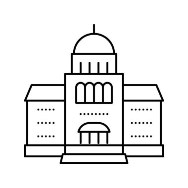Adliye binası çizgisi ikon vektör çizimi