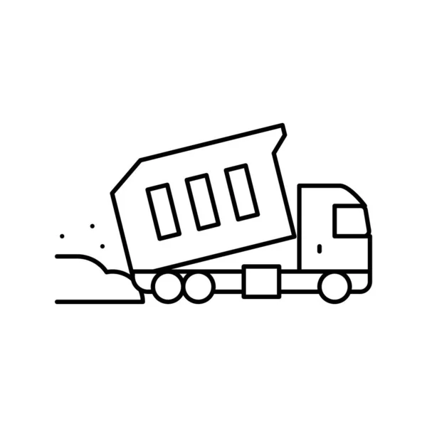 Ciężarówka wylewanie materiałów budowlanych linii wektor ikony ilustracji — Wektor stockowy