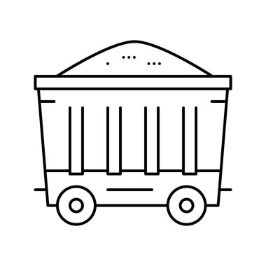 Kömür vagonu çizgisi simgesi vektörü siyah illüstrasyon