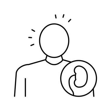 solgunluk insan teni, böbrek hastalığı çizgisi ikon vektör çizimi