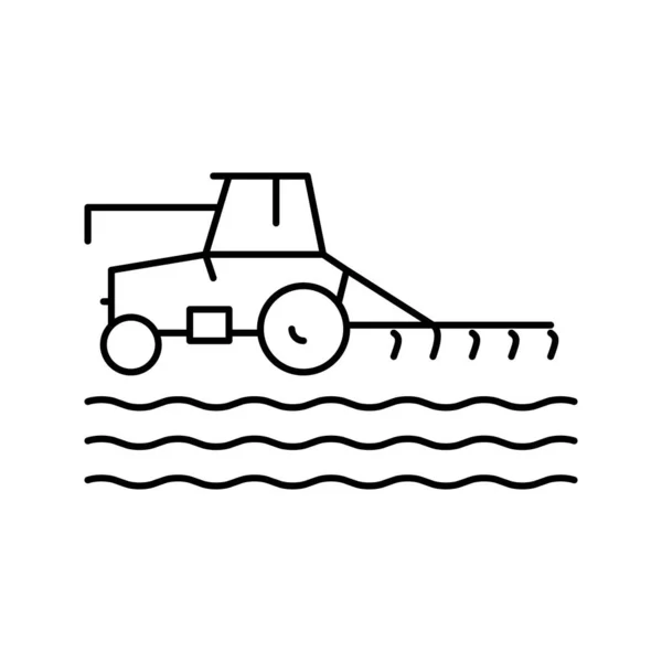 Tractor cultivar línea de campo icono vector ilustración — Vector de stock