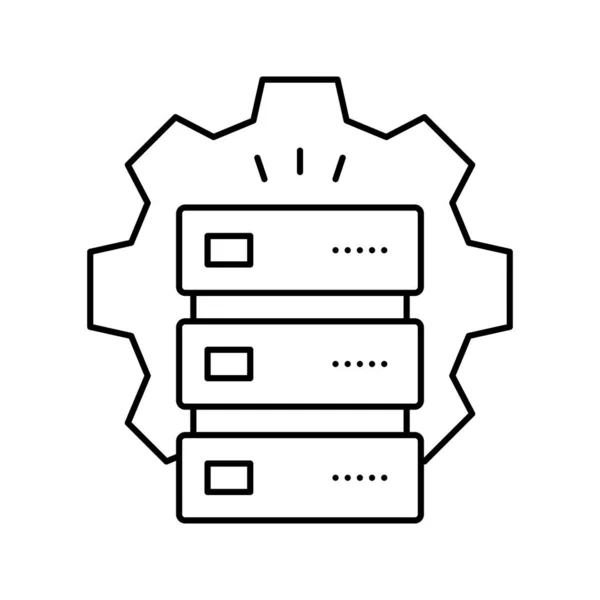 Servers werken en service line pictogram vector illustratie — Stockvector