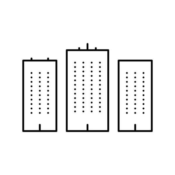 Πόλη ψηλά κτίρια γραμμή εικονίδιο διάνυσμα εικονογράφηση — Διανυσματικό Αρχείο