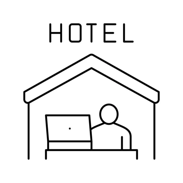 Trabajo remoto en línea de hotel icono vector ilustración — Vector de stock