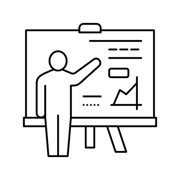 Ilustração do vetor do ícone da linha de apresentação do aluno — Vetor de Stock
