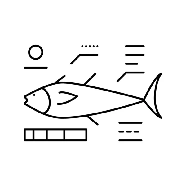 Tonfiskens egenskaper linje ikon vektor illustration — Stock vektor