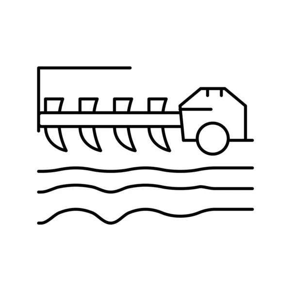 Landbouw techincs cultivator lijn pictogram vector illustratie — Stockvector