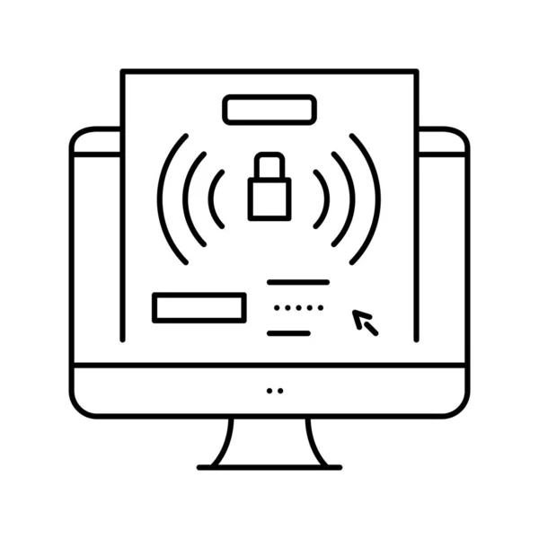 Computer password hacking line icon vector illustration — Stock Vector