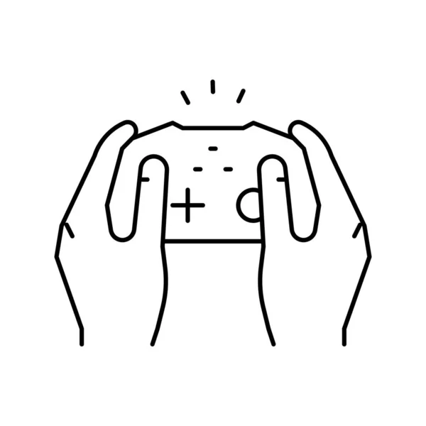 Het spelen van video game joystick lijn pictogram vector illustratie — Stockvector
