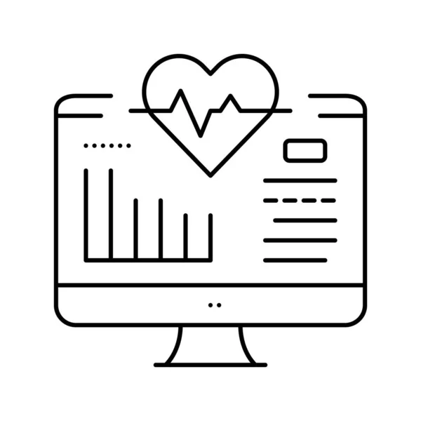 Ordenador corazón cardio línea icono vector ilustración — Archivo Imágenes Vectoriales