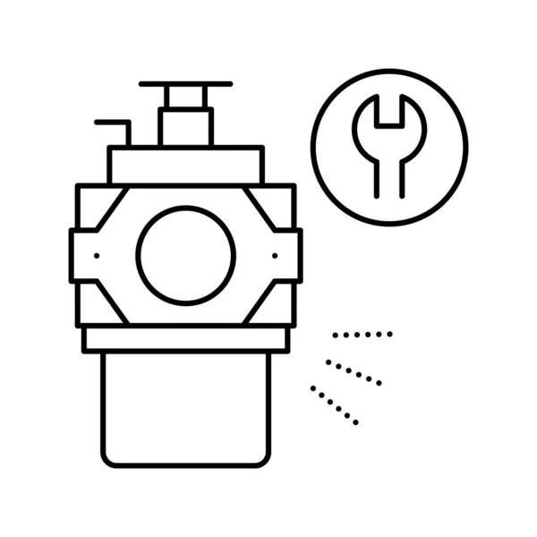 Reparatie motor van grasmaaier lijn pictogram vector illustratie — Stockvector