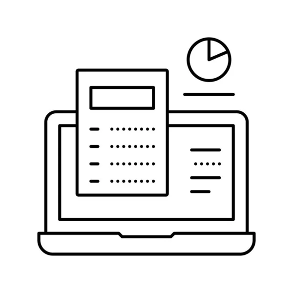 Computador calculadora linha ícone vetor preto ilustração — Vetor de Stock