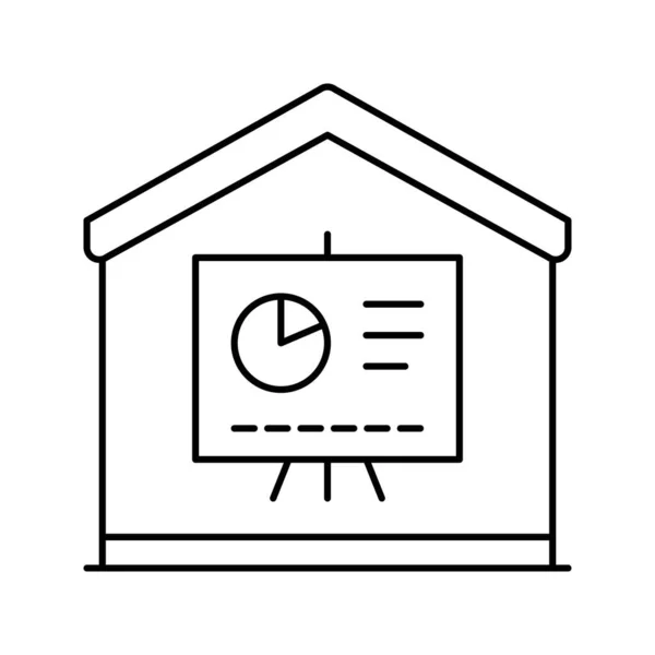 Casa remota línea de presentación icono vector ilustración — Archivo Imágenes Vectoriales