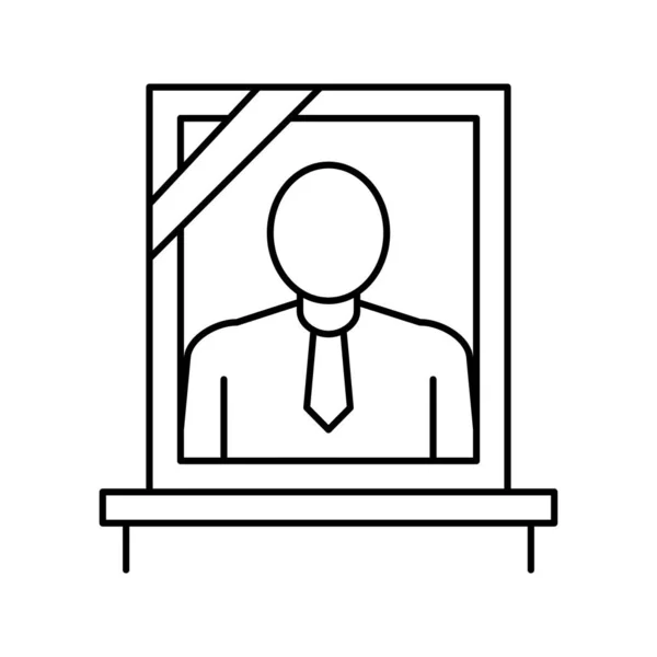 Retrato muerto línea humana icono vector ilustración aislada — Vector de stock