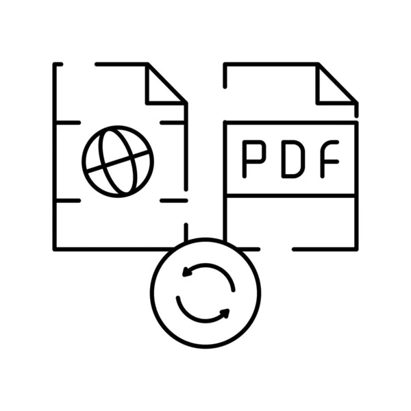Konvertieren Webseite Seite in pdf-Datei Zeilensymbol Vektorillustration — Stockvektor
