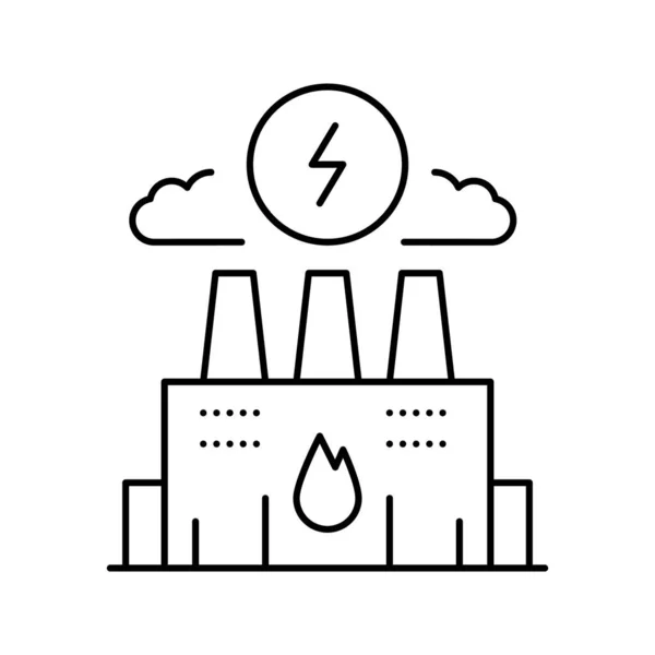 Енергетична заводська лінія значок векторна чорна ілюстрація — стоковий вектор