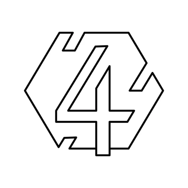 Vierde cijfer lijn pictogram vector illustratie — Stockvector
