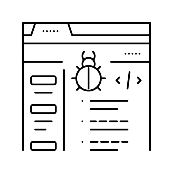 Virus codificación línea de desarrollo icono vector ilustración — Vector de stock