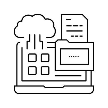 yönetim sistemi çizgi simgesi vektör illüstrasyonu