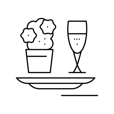 romantik yemek çizgisi ikonu vektör çizimi