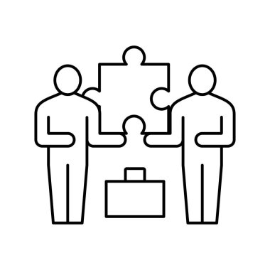 Meslektaşları yapboz çizgisi ikonu çizimi