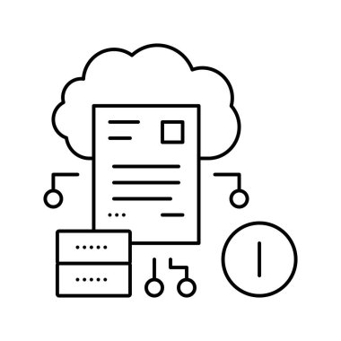 bulut depolama olay çizgisi ikon vektör çizimi