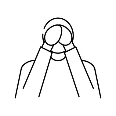 Yalnızlık psikolojik sorunlar çizgi vektör illüstrasyonu