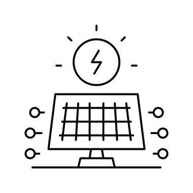 Güneş enerjisi paneli çizgisi vektör çizimi