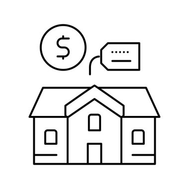 ev binası kiralama hattı ikon vektör çizimi