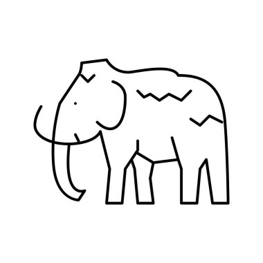 Mamut hayvan çizgisi ikon vektör çizimi