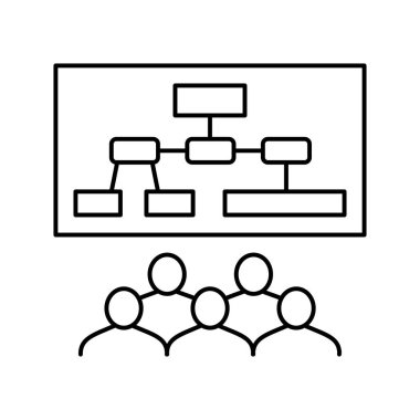 Pazar araştırma hattı ikon vektör illüstrasyonuyla toplantı
