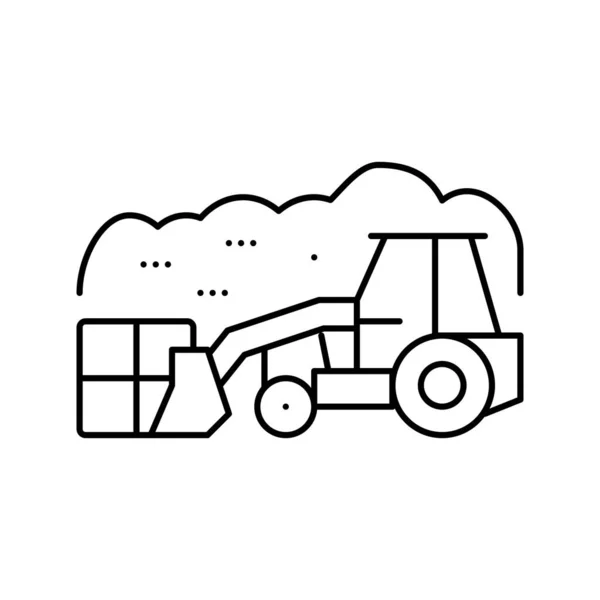 Illustrazione vettoriale icona linea trattore discarica — Vettoriale Stock
