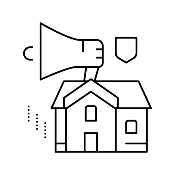 Будинок, що продає гучномовець лінія значок Векторна ілюстрація — стоковий вектор