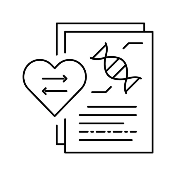 Dna research for heart transplant line icon illustration vectorielle — Image vectorielle