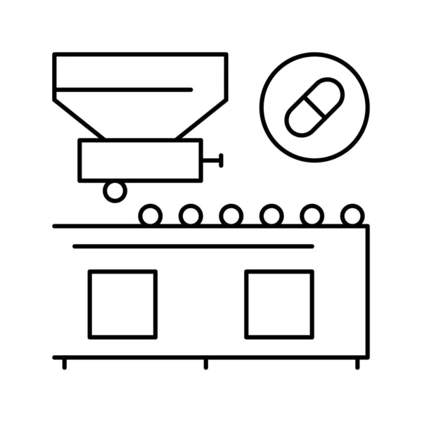 Medicína výrobní linka ikona vektor černá ilustrace — Stockový vektor